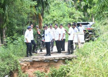 Mengetahui Jalan Longsor di Desa Mendalo Darat, Penjabat Bupati Raden Najmi Langsung Tinjau ke Lokasi 
