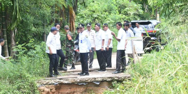 Mengetahui Jalan Longsor di Desa Mendalo Darat, Penjabat Bupati Raden Najmi Langsung Tinjau ke Lokasi