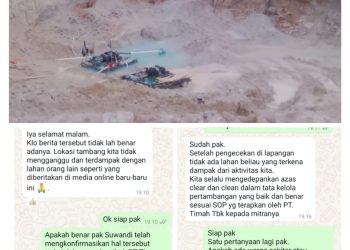 Pihak CV Maria Kita dari PT Timah Mengkonfirmasikan dari Pemberitaan Media Online