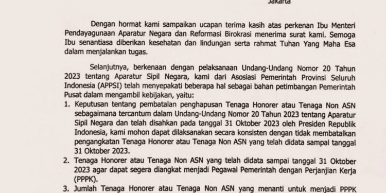 Perjuangkan Honorer se- Indonesia, Gubernur Al Haris Surati Menpan RB