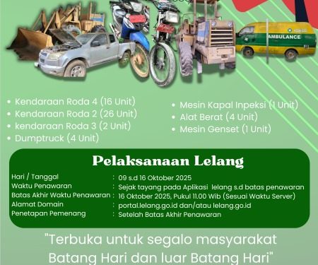 Pemkab Batang Hari Umumkan Pelaksanaan Lelang Barang Milik Daerah