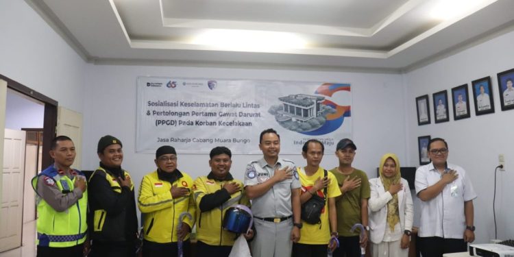 Jasa Raharja Cabang Muara Bungo Sosialisasikan Penjaminan Korban Kecelakaan Lalu Lintas dan Pelatihan Pertolongan Pertama Gawat Darurat