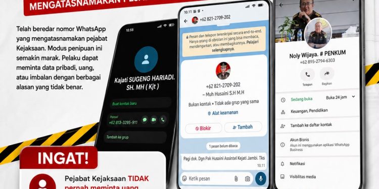 Kejati Jambi Himbau Masyarakat Waspada Modus Penipuan Mengatasnamakan Kajati, Asintel dan Kasi Penkum