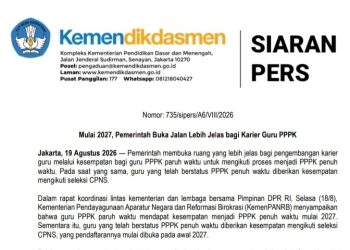 Kemendikdasmen Terbitkan Rilis Terkait Karier Guru PPPK Paruh Waktu dan PPPK Penuh Waktu Tahun 2027
