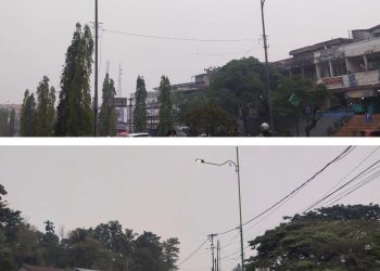 Lampu Penerangan Jalan di Dalam Kota Bangko Kabupaten Merangin Siang Hari Masih Hidup